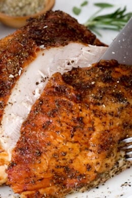 Air Fryer Turkey Breast comes out so moist and juicy and perfectly cooked with a beautiful deep golden brown skin. And bonus, it cooks in a fraction of the time it would in the oven!