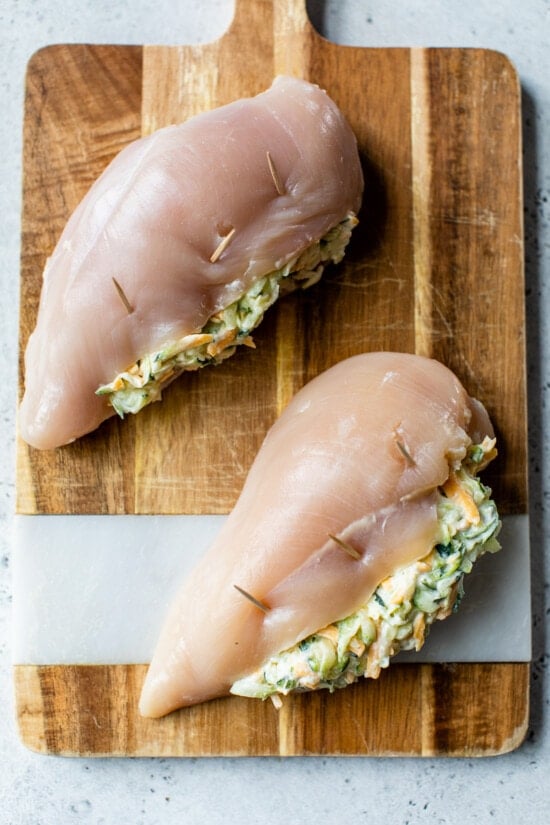 stuffed chicken breast with toothpicks