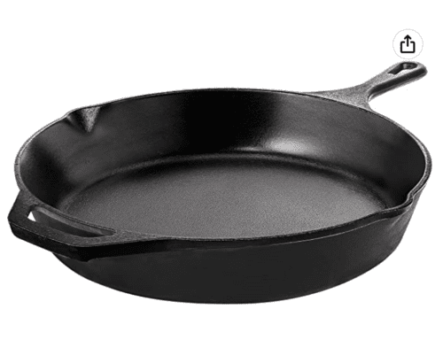 12 Inch Pre-Seasoned Cast iron Skillet - Frying Pan - Safe Grill Cookware for indoor & Outdoor Use - Chef's Pan - Cast Iron Pan